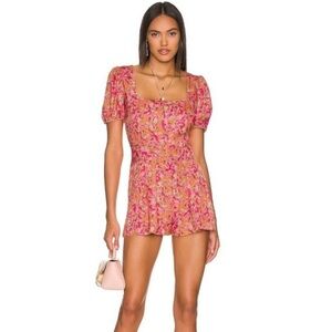 RESA Penelope Romper Pink Ditsy Floral Puffed Sleeves Small F2